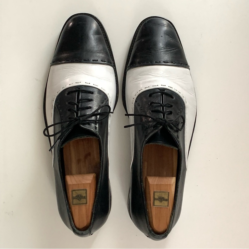 Mezlan Men’s Shoe Black/White Spectator Wingtip Oxford Made in Spain Size 42 (9)